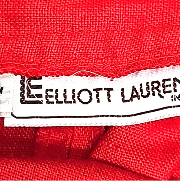 Elliot Lauren Vintage 100% Linen Midi Skirt Red Side Zip & Button Size 10 (NWT) - Picture 7 of 9